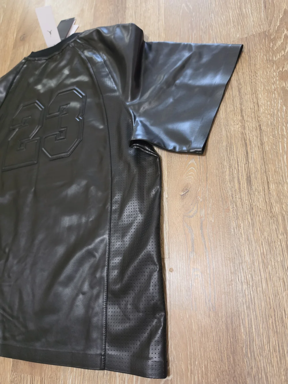 Nike Air Jordan 23 Vegan Leather Black Jersey Shirt Mens SZ 